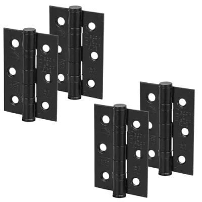 Image of Decoranddecor Door Hinges Internal Fire Rated 3inc / 76mm Ball Bearing Steel Matt Black 2 Pairs