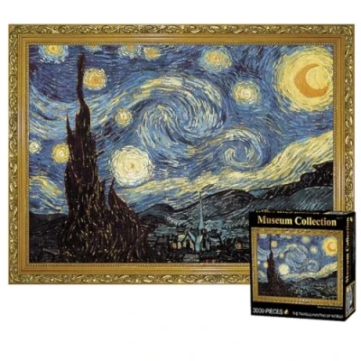 Image of Jigsaw Puzzle 3000 Pieces for Adults, Difficult Challenges Educational Toys Family Fun Games Relax and Create 45.27 x 32.28 inches (Starry Night)