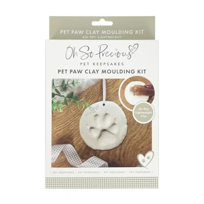 Image of Clay Pet Paw Impression Kit Moulding Keepsake for Dogs &amp; Cats Easy to Use Memorial, Puppy Kitten Prints Air Drying