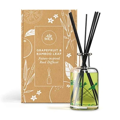 Image of Air Wick Freshener Premium Reed Diffuser, Grapefruit &amp; Bamboo Leaf, Pack 1 x 44ml, Lasts up to 12 weeks, Room Diffuser