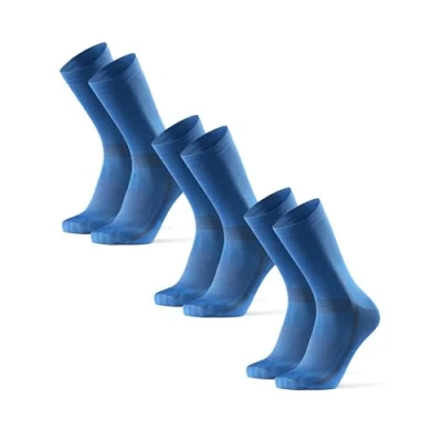 Image of DANISH ENDURANCE Performance Crew Cycling Socks, Cushioned Bike 3 Pack for Men and Women, Blue, 6 8