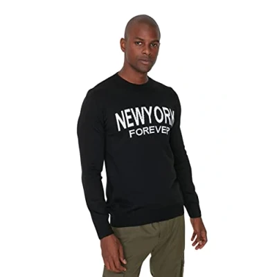 Image of Trendyol Man Young Regular Basic Crew Neck Knitwear Sweater Black