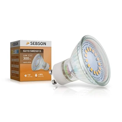 Image of SEBSON GU10 LED Bulbs Warm White 2900K, 3.5W Spot Lights Ceiling Equivalent 35W Halogen Bulbs, 300lm, 110º Beam Angle 230V Bulb, Non dimmable