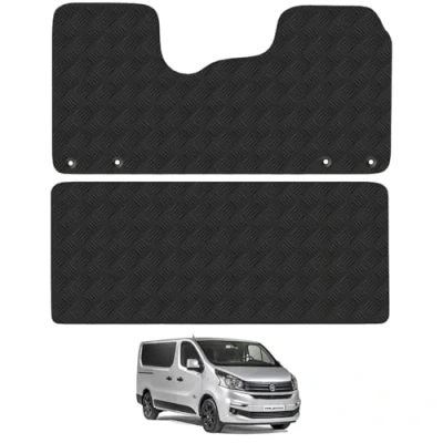 Image of 5mm Rubber Floor Mats for the Fiat Talento (2016+) [Only suitable factory crew cab van] Custom Van Accessory Tailored fit Heavy Duty, Waterproof &amp; Anti Slip Work with Clips