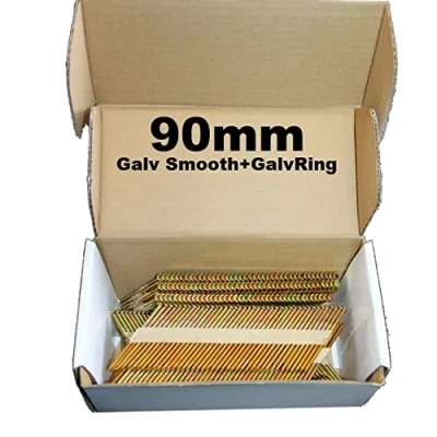 Image of Mixed Pack 500 x 90mm Galv Ring + Smooth Framing Nails,Clipped D Head, for DEWALT 18v Cordless DCN692