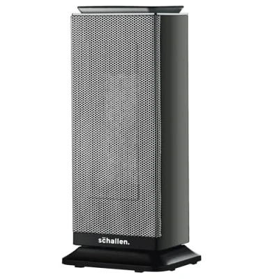 Image of Schallen Floor Standing PTC Ceramic Heater Warm and Cool Air Fan with 24 Hour Timer, Remote Control LCD Display in Black