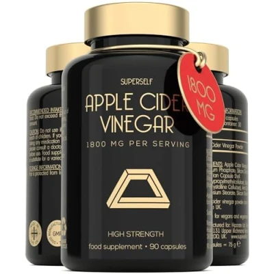Image of Apple Cider Vinegar Capsules with Mother High Strength 90 1800mg Raw Unfiltered Tablets ACV Supplement for Women &amp; Men UK Keto Diet Friendly Pills That Work Fast