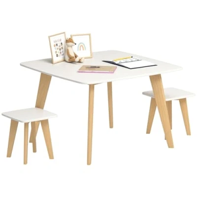 Image of AIYAPLAY Kids Table and Chair Set, 3 Piece Toddler Furniture Activity Play Set for Playroom, Bedroom, Nursery, Classroom, Ages 8 Years, White