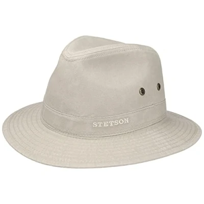 Image of Stetson Organic Cotton Traveller hat for Men Fabric with UV Protection 40+ Sustainable Spring/Summer Sun Oatmeal M (56 57 cm)