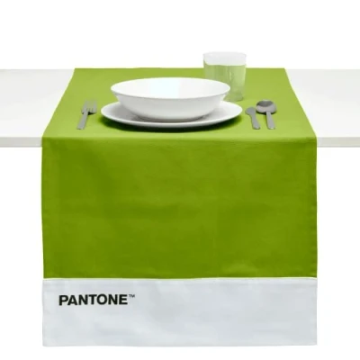 Image of PANTONE™ Modern Table Runner 100% Cotton, 220 g, Soft and Durable Centerpiece Tablecloth Ideal for Kitchen Accessories Fabric Placemats, 45 x 145 cm, Light Green