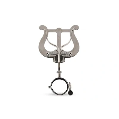 Image of GEWA Marching Music Holder Bb Clarinet Nickel Plated Large Lyra 2 Pushers Ring Diameter 33 mm