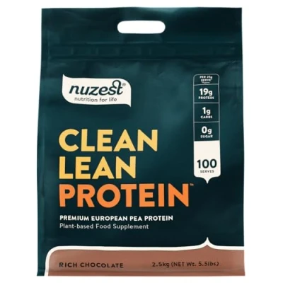 Image of Vegan Protein Powders by Nuzest Clean Lean Rich Chocolate Plant Based Pea Shake Low Calorie &amp; Carb Gluten Free Dairy 2.5kg (100 Servings)