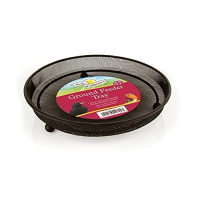 Image of Walter Harrison&#039;s Bird Feeding Station Heavy Duty Metal Ground Wild Garden Feeder Black Mesh Tray 22 cm