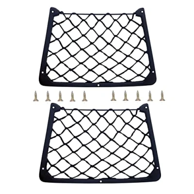Image of BuxiuGK 2 Pcs Car Storage Net Bag Elastic with Plastic Frame Screws for Caravan Motorhome Boat,31x21cm,Black