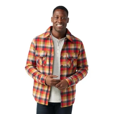 Image of Smartwool Men&#039;s Anchor Line Shirt Jacket, RHYTHMIC RED PLAID, Medium