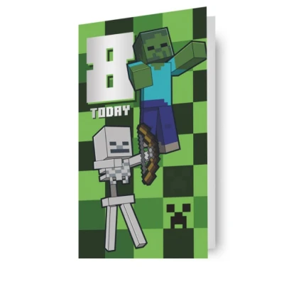 Image of MINECRAFT OFFICIAL AGE 8 BIRTHDAY CARD.