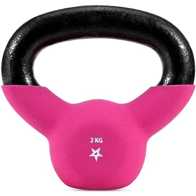 Image of Yes4All DLKP Neoprene Coated Kettlebell Weights, Strength Training Kettlebells 2 KG, Pink