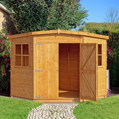 Image of 7&#039;5 x Shire Shiplap Wooden Corner Garden Shed (2.33m 2.33m)