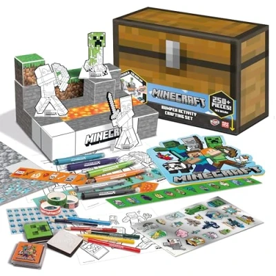 Image of Minecraft by Bladez Toyz Kids Activity Set Arts &amp; Crafts Sets with 250+ Pieces Characters Gifts for Boys Stickers Stampers Fun