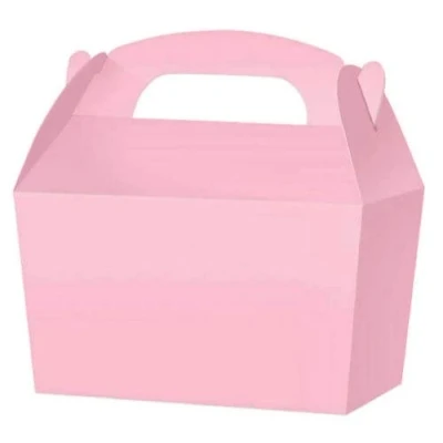 Image of COLOURED SNACK Boxes PACK OF 10 Children/Kids Party Carry Food Meal Fun Picnic Birthday Wedding Favour / Baby Shower Box Loot Bag (Baby Pink)