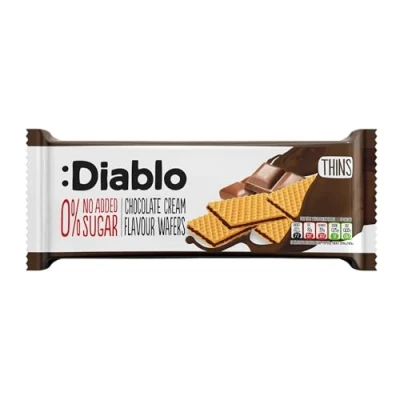 Image of Diablo No Added Sugar Chocolate Cream Flavour Thin Wafers 150g Vegan, Nut Free and SOYA