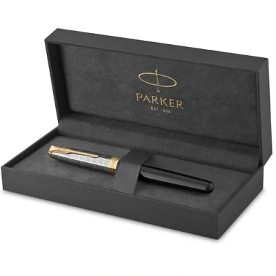 Image of WATERMAN Hémisphère Rollerball Pen Metal &amp; Blue Lacquer Chiselled Cap Black Ink Gift Box