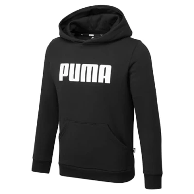 Image of Puma Childrens Unisex Kids Essentials Youth Hoodie Hoody Hooded Top Black Cotton Size 4 5Y