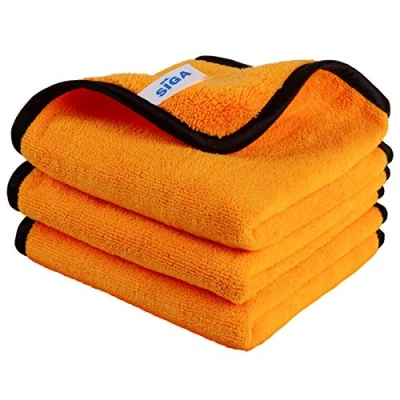 Image of MR.SIGA Professional Premium Microfiber Towels for Household Cleaning and Car Washing, Gold, 15.7 x 23.6 inch, 3 Pack