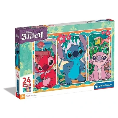 Image of Clementoni 24029 Supercolor Puzzle Disney Stitch 24 Maxi Pieces Jigsaw For Kids Age 3 Cartoon Made In Italy