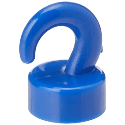Image of first4magnets™ F4MK12BU 10 Magnet Expert Blue Plastic Mini Magnetic Hooks 1kg Pull ( 12mm dia x 20mm tall ) Pack of