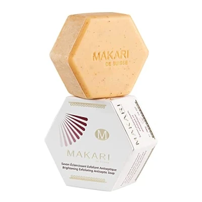 Image of Makari Classic Whitening Exfoliating Antiseptic Soap 7 oz. Cleansing &amp; Moisturizing Bar for Face Body Brightens Skin Fades Dark Spots, Acne Scars, Blemishes Hyperpigmentation