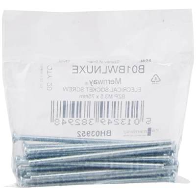 Image of Merriway BH03952 (20 Pcs) M3.5 x 75mm 3 inch BZP Raised CSK Electrical Plug Socket Switch MachineScrew Pack of 20 Pieces