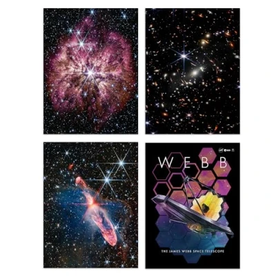 Image of Artery8 Pack of 4 NASA James Webb Space Telescope Deep Field Image Galaxies Prelude to Supernova Actively Forming Stars Unframed A4 Wall Art Living Room Prints Set