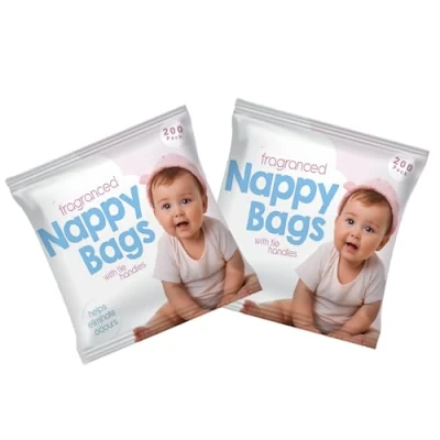 Image of Home Beauty Fragranced Nappy Disposable Bags With Tie Handle 2 x 200 Pack (400 in total)