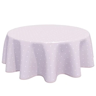 Image of Home Direct Round Oilcloth PVC Wipe Clean Tablecloth Table Cover 140cm 55&quot; Stars (Pink Grey)