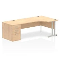 Image of Impulse 1800 Right Crescent Desk Maple Cantilever Leg + High Ped