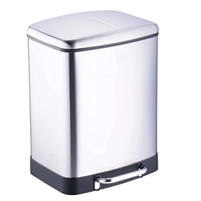 Image of Dirt Devil Pedal Bin 2 x 12 L Rubbish Compartments Waste Separation System with Soft Close Removable Inner Bucket Stainless Steel 36.9 34.3 50.3 cm Silver