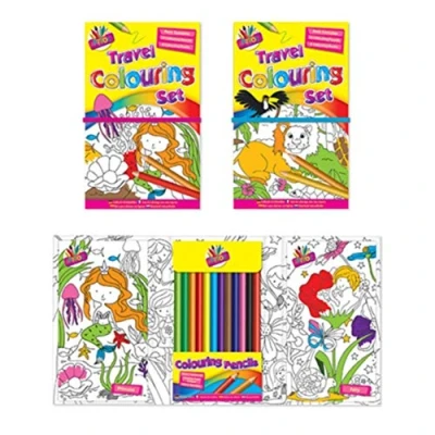 Image of Children Travel Colouring Book Set with 12 Pencils x 1