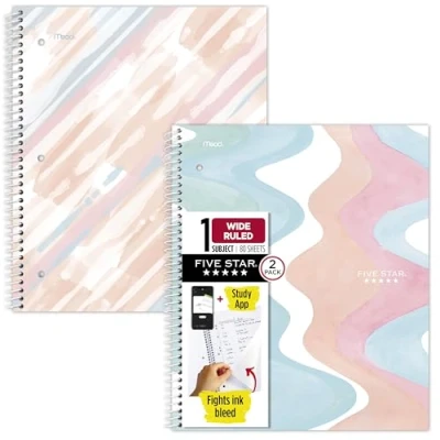 Image of Five Star Notebooks, Wide Ruled, Fashion, 2 Pack (930060FA RSP)