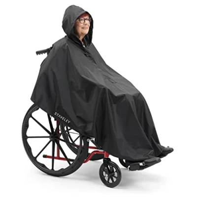 Image of Staveley Wheelchair Rain Cape Poncho Waterproof Unisex Lightweight Adult Mobility Protection for &amp; Electric Users