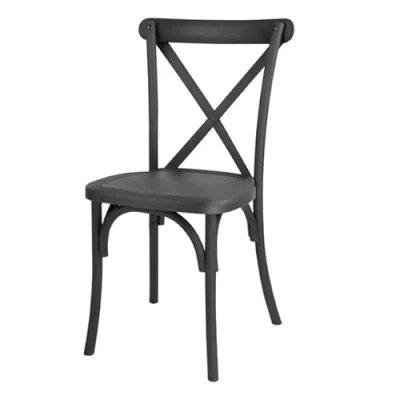 Image of Bolero Manhattan Cross Back Resin Chairs Black (4 Pack)