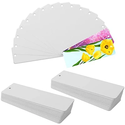 Image of Belle Vous 300 Pack Blank White Paper Card Bookmarks 15 x 5cm / 6 2 inches Book Markers with Hole for a Tassel Bookmark Set Reading, DIY &amp; Gifts Kids/Children, Men Women