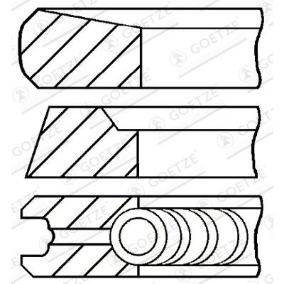 Image of 12033VK510 Piston Ring Kit GOETZE ENGINE 08 436100 00 89mm