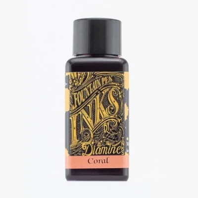 Image of Diamine 30ml Coral fountain pen ink bottle