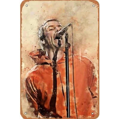Image of Mzreisily Liam Gallagher Poster Vintage Retro Metal Tin Sign for Coffee Bar Home Wall Decor 8x12Inch