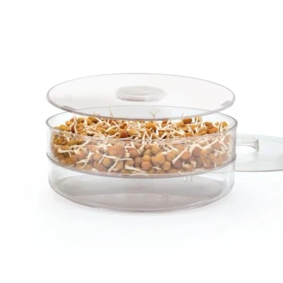 Image of AARNAV Sprout Maker with 2 Compartments for Multi Purpose Use Sprouter Germinator Grains, Seeds, Chhole, Chana, Beans, Organic Sprouting Trays (2) Small