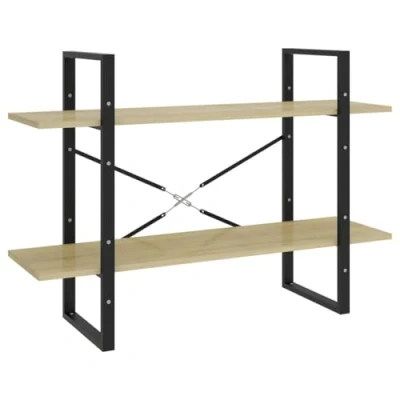 Image of vidaXL 2 Tier Book Cabinet Shelving Home Living Room Office Bedroom Furniture Bookcase Shelf Storage Rack Organiser Sonoma Oak Chipboard