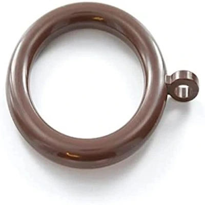 Image of Merriway BH05952 (24 Pcs) Plastic Curtain Drapery Pole Rod Rings with Fixed Eye, Inner Diameter 28mm (1.1/4 inch) Outer 40mm (1.1/2 Dark Brown Pack of 25 Pieces
