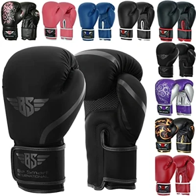 Image of Be Smart Kids Boxing Gloves 4 15 Years 4oz 6oz 8oz Training for Women &amp; Children Sparring Youth Junior Mitts PU Leather MMA Muay Thai Kick (4oz, Matt Black)