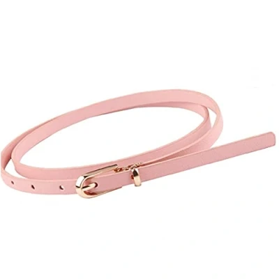 Image of TOSSPER Skinny Belt Color Slender Waistband Thin Leather Waist Strap for Dress Paints Women&#039;s Casual Decor(pink)
